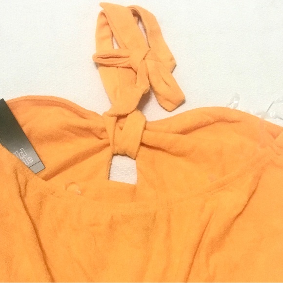 NWT "WILD FABLE" ORANGE TERRY CLOTH ROMPER HALTER NECK SWIM COVER UP SZ: M - Picture 6 of 9